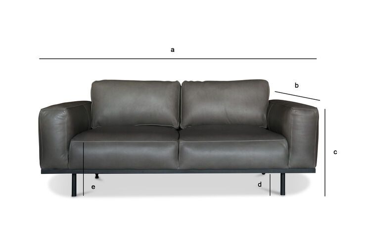 Produktdimensionen Mandel Sofa aus graphit Leder