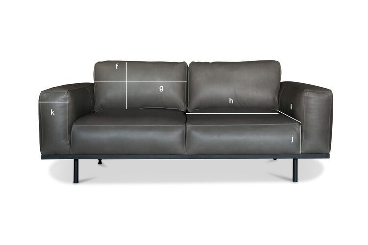 Produktdimensionen Mandel Sofa aus grauem Leder