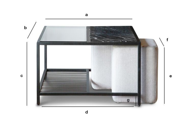 Productafmetingen Marmeren salontafel met poefs Noora