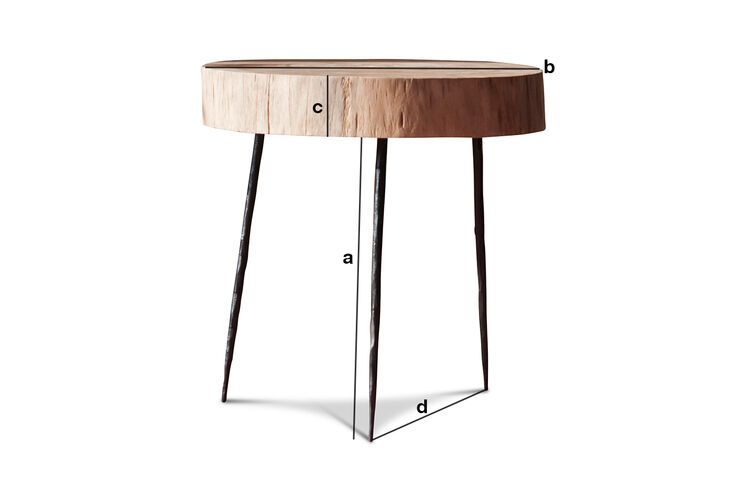 Dimensiones del producto Mesa auxiliar de tronco de árbol Luka natural