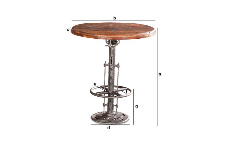 Dimensiones del producto Mesa bistró ajustable de teca 1928
