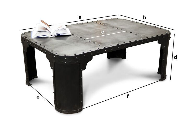 Dimensiones del producto Mesa de café industrial de metal negro Brigor