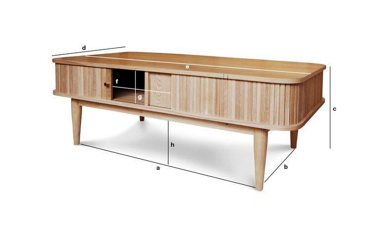 Dimensiones del producto Mesa de centro con cortinas de roble Ritz