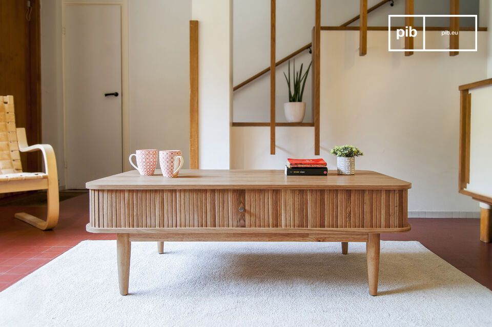 Mesa de centro con cortinas de roble Ritz