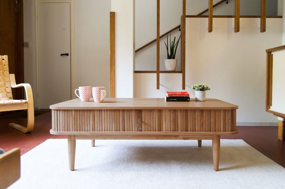Mesa de centro con cortinas de roble Ritz