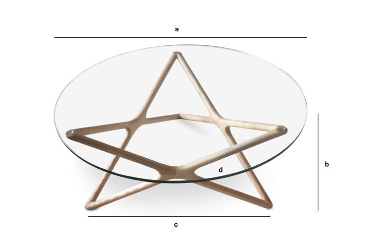 Dimensiones del producto Mesa de centro de vidrio Estrella