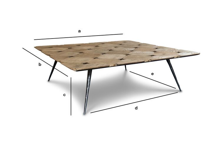 Dimensiones del producto Gran mesa de centro de olmo Lincoln