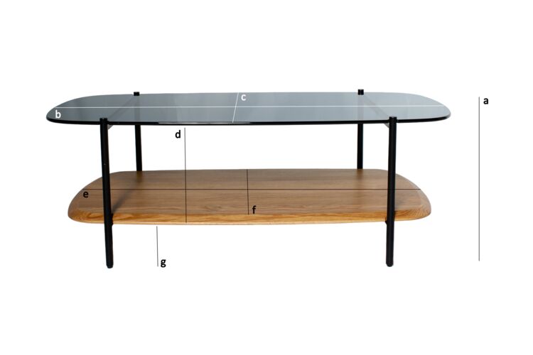 Dimensiones del producto Mesa de centro ovalada de cristal y roble Ophelia