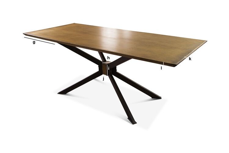 Productafmetingen Messing eetkamertafel Liverpool