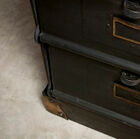 The drawers have pretty gold brass label holders.