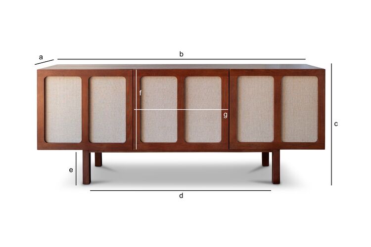 Dimensions du produit Meuble TV en bois teinte noyer et lin Thalos