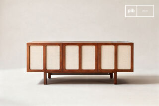 Meuble TV en bois teinte noyer et lin Thalos