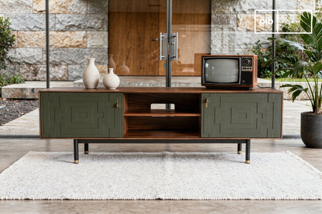 Meuble TV en noyer à motifs Velina