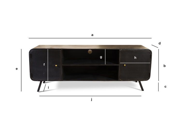 Dimensions du produit Meuble TV en métal noir  Minoterie