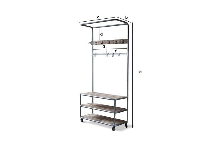 Product Dimensions Wooden rolling wardrobe Midtown