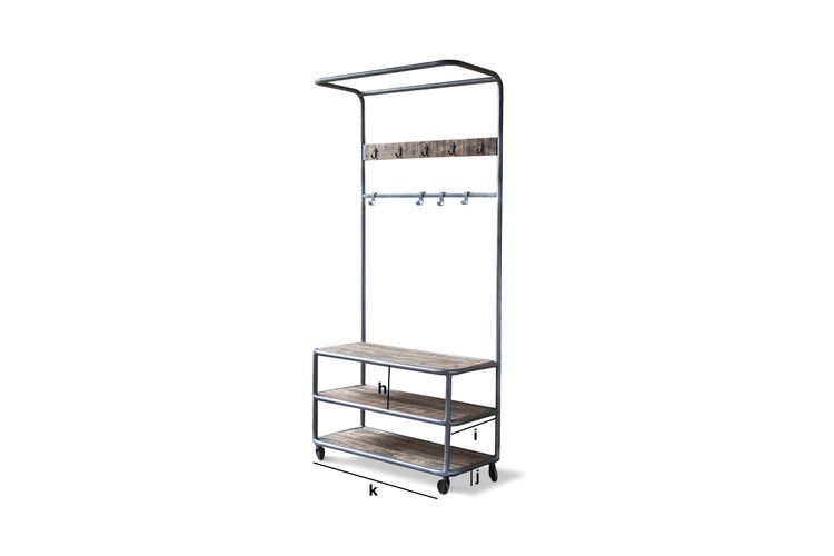 Product Dimensions Wooden rolling wardrobe Midtown
