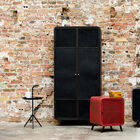 Red bedside table all in slightly patinated metal.