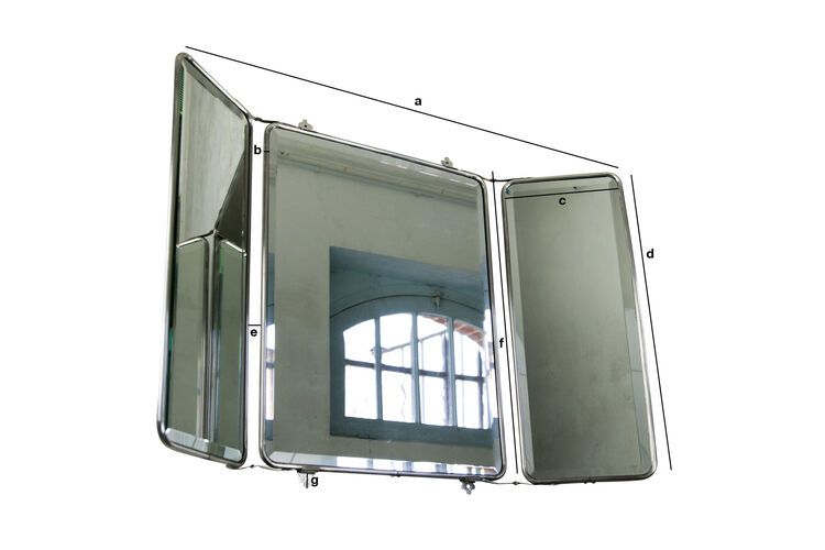 Dimensions du produit Miroir à rabats en métal argenté Omaha