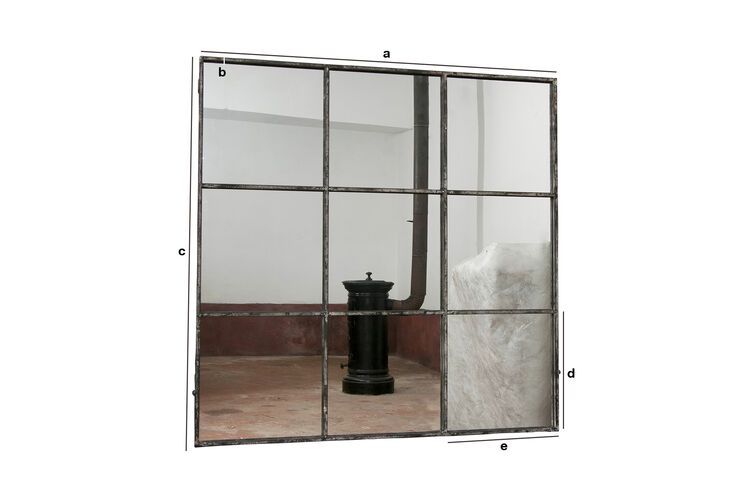 Dimensions du produit Miroir industriel carré 9 sections Clifton