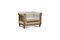 Miniatuur Chesterfield fauteuil van linnen en katoen in amandelkleur Montaigu Productfoto