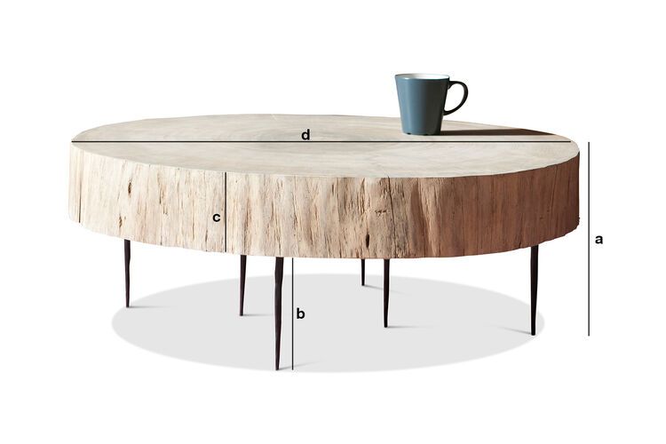 Produktdimensionen Natural Luka Baumstamm Couchtisch