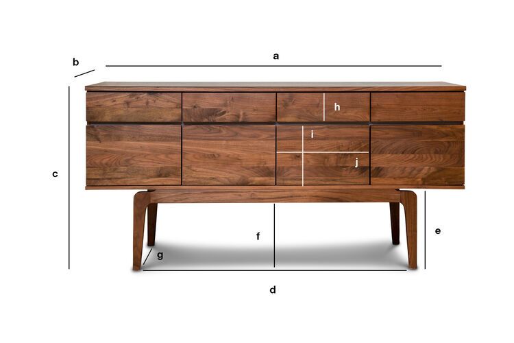 Productafmetingen Notenhouten dressoir Neliö