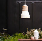 Beautiful white suspension with a touch of wood.