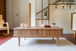 Oak side table with curtains Ritz