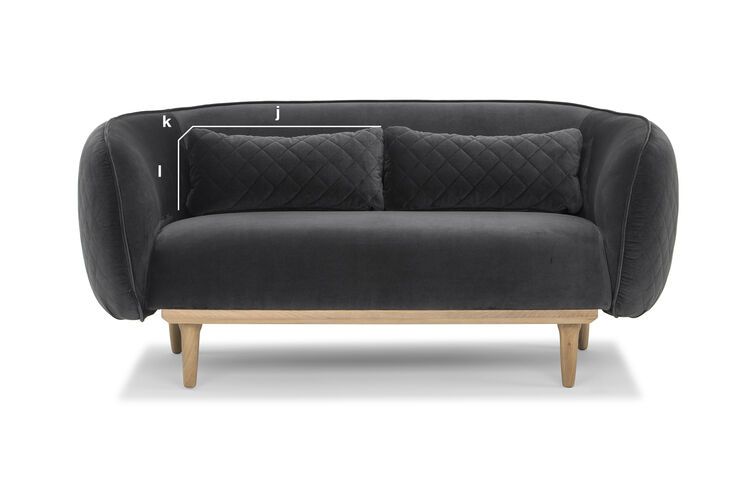 Product Dimensions Round gray velvet sofa Olson