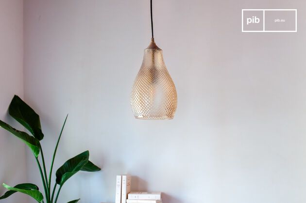 Orange textured glass pendant light Abaca