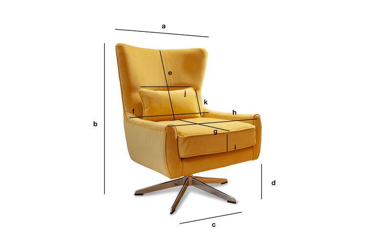 Product Dimensions Yellow velvet swivel armchair Balmat