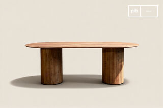 Ovale tafel van hout in notenkleur voor 8 personen Ligna