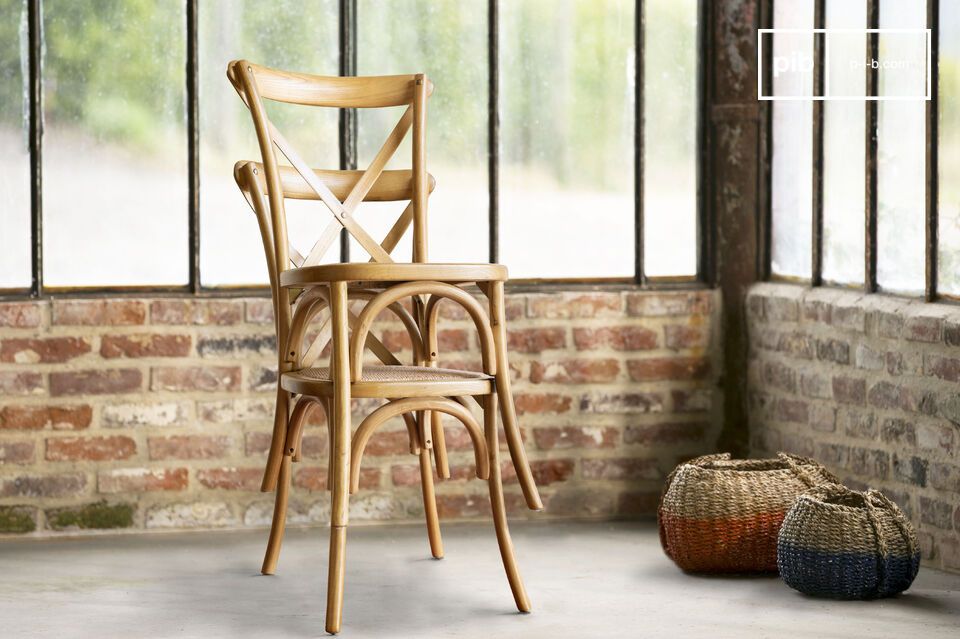 Set van 2 stapelbare stoelen met natuurlijke afwerking Pampelune