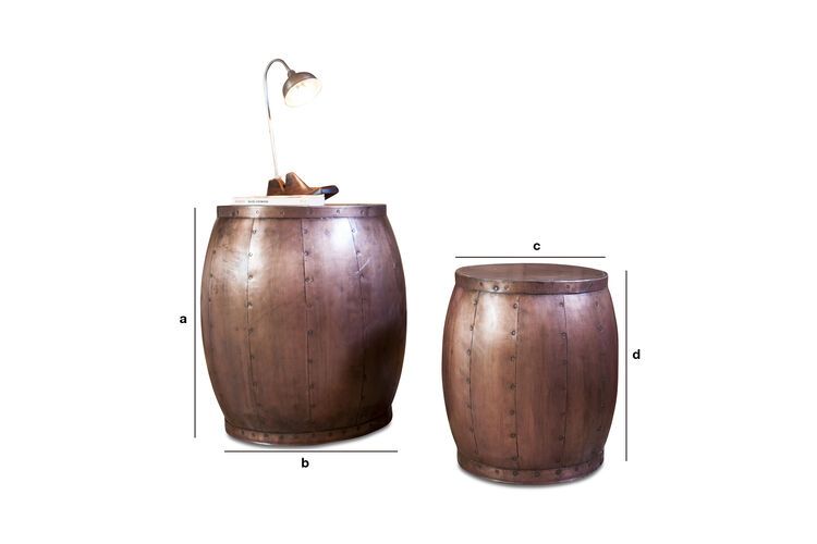 Dimensiones del producto Par de mesas de cobre