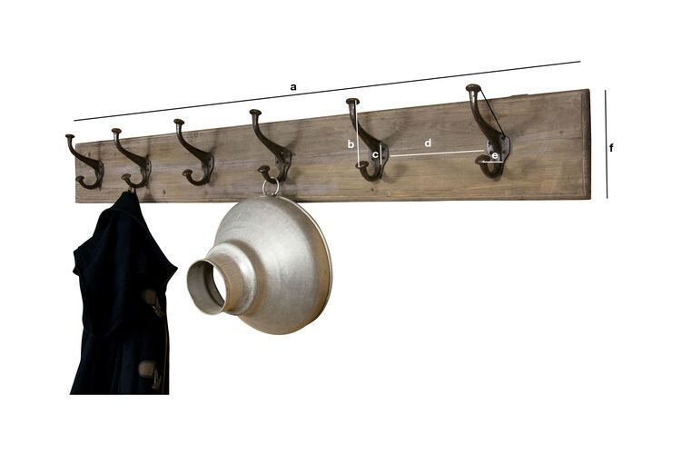 Dimensions du produit Patère géante bois-métal Niles