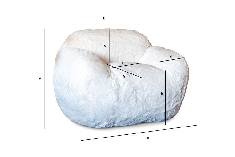 Produktdimensionen Sessel aus weißem Fell Cinto