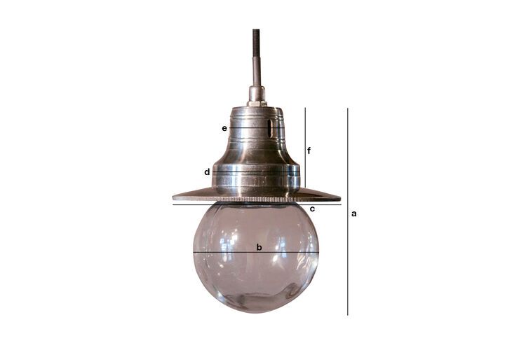 Product Dimensions Silver hanging lamp Charlie
