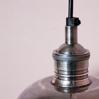 Industrial ceiling light in nickel painted to original proportions.