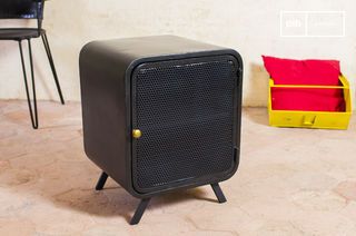 Mesa de noche industrial negra