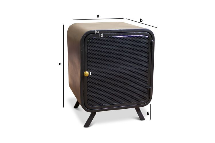 Dimensiones del producto Mesa de noche industrial negra Minoterie