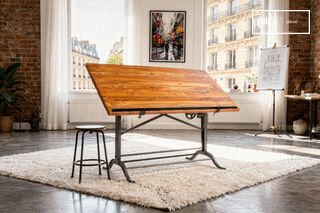 Petite table d'architecte réglable en teck massif 1928