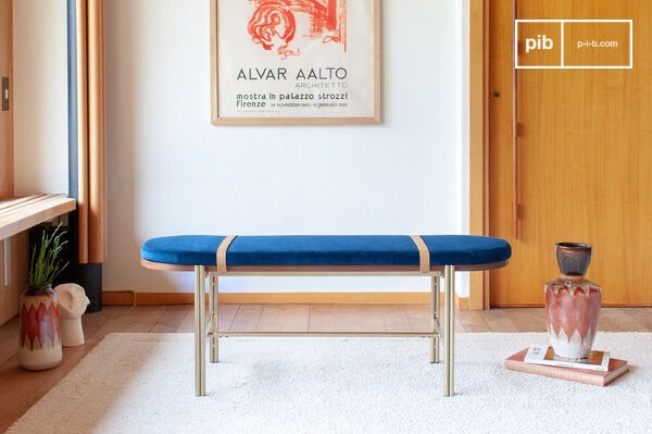 Blue velvet bench Aurora