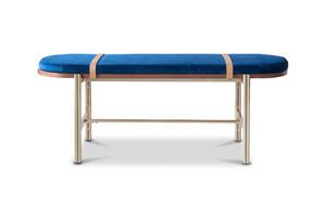 Blue velvet bench Aurora