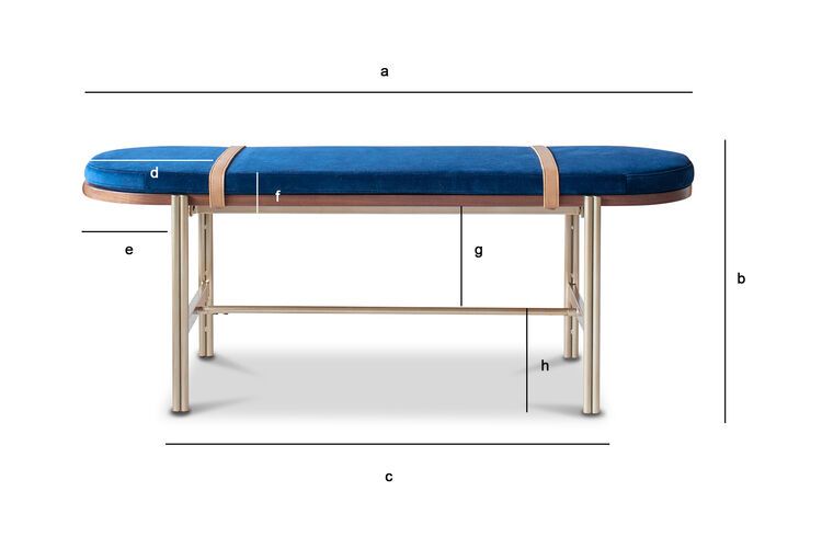 Product Dimensions Blue velvet bench Aurora