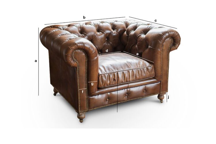 Dimensioni del prodotto Poltrona Chesterfield in pelle color fulvo Saint Paul