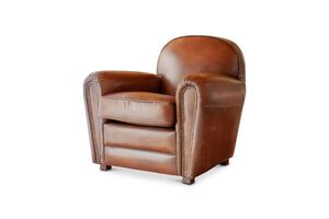 Poltrona club in pelle color fulvo English Coffee