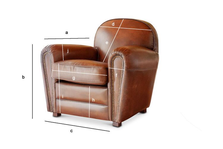 Dimensioni del prodotto Poltrona club in pelle color fulvo English Coffee