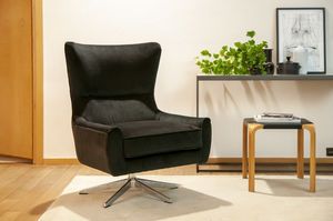 Poltrona girevole in velluto antracite Balmat