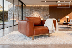Poltrona in pelle cognac e rovere Andersen