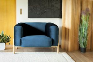 Poltrona in velluto blu Viela